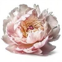 Peony flower head on white background, created with photo