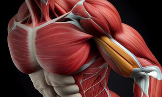 anatómico ver a bíceps músculo, creado con generativo ai foto