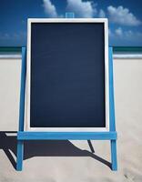 vacío cartelera en el tropical playa, creado con generativo ai foto
