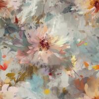Beautiful abstract flowers with soft boho colors seamless pattern, created with photo