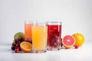Mixed fruit juice on white background. photo