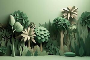 Jungle tree shapes 3D rendering cutout backgrounds. photo