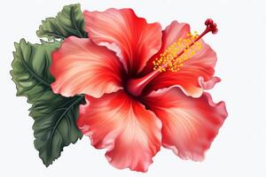 aislado hibisco flor ilustración. ai generado foto