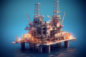 Offshore oil rig. 3D illustration. photo