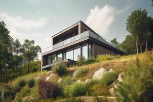 Sustainable home. Powered by alternative energy sources. photo