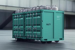 Energy storage. Hydrogen powered battery container unit. photo