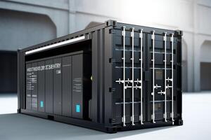 Energy storage. Hydrogen powered battery container unit. photo