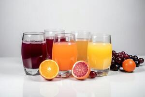 Mixed fruit juice on white background. photo