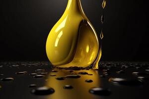 Yellow cosmetic oil drop 3D render. AI Generated photo