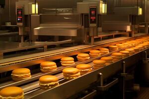 Automated fast food hamburger factory. photo