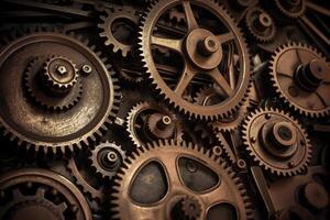 Vintage steampunk Machinery gears background. photo