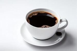 Isolated coffee cup mug with hot black coffee on white background. photo