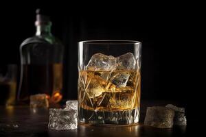 whisky en hielo. ai generado foto