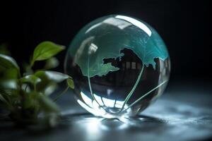 Glass globe for World Environment and Earth Day. photo