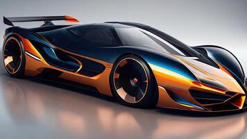 3D rendering of a brand-less generic concept car in studio environment. photo