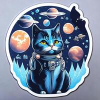 Astronaut cat in space. Vector illustration. photo