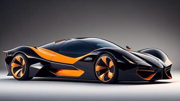 3D rendering of a brand-less generic concept car in studio environment. photo
