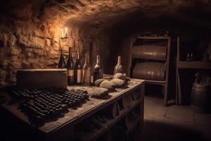 Wine in old cellar. photo