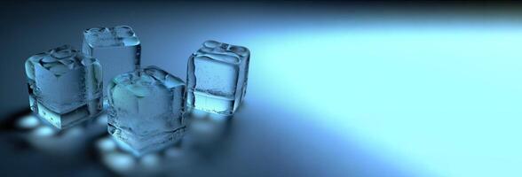 Close-up crystals of transparent ice cube isolated on white background. . photo