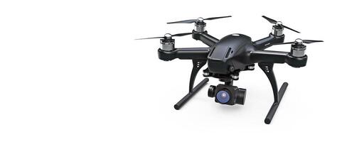 Wireless drone with remote control on a white background. . photo