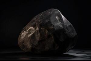 Jeremejevite is a rare precious natural geological stone eremeite on a black background in low key. . photo