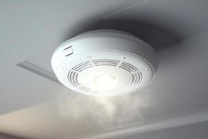 Ceiling smoke detector in 3D illustration. photo