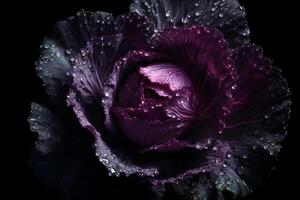 Cabbage on a black background. Neural network photo