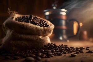 Still life shot of coffee beans. Neural network art photo