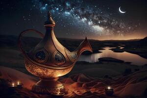 Magic genie lamp. Neural network photo