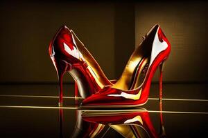 Stylish trendy red stilettos. Neural network photo