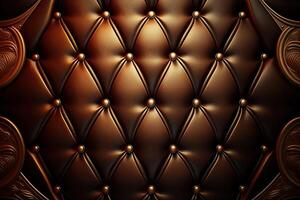 Close-up texture of furniture upholstery in fabric and leather with buttons, capitone style. . photo