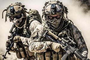 US Army Special Forces Group soldier. Neural network photo