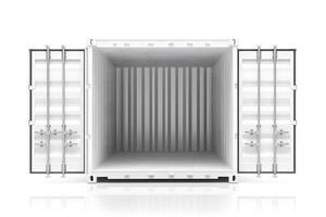 Container, open door, white background. Neural network photo