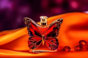 Butterfly perfume bottle. Neural network photo