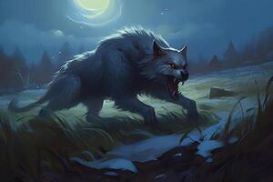 fantasy creature werewolf. Neural network photo