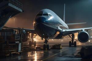 loading cargo outside cargo plane. Neural network photo