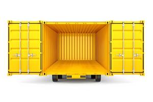 Container, open door, white background. Neural network photo