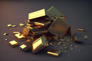 Gold bar stack. Business and finance. Neural network photo