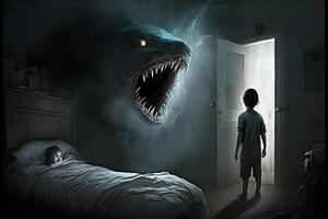 Childrens scary horror dream. Neural network photo