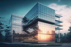 Modern office building, business center. Neural network photo