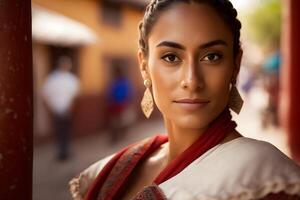Portrait of a Hispanic woman. Neural network photo