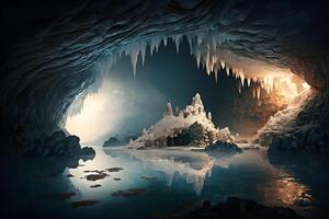 view inside the cave, beautiful scenery. Neural network photo