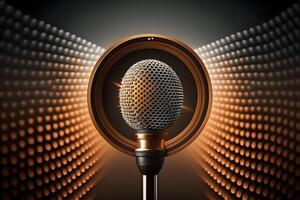 Retro microphone. Dynamic microphone. Neural network photo