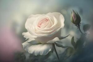 Sweet color roses in soft style for background. Neural network photo