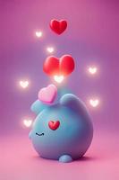 Lamps with glowing hearts, Background for valentine love with Character Cartoon photo