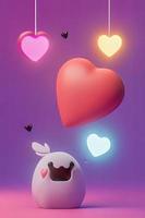 Lamps with glowing hearts, Background for valentine love with Character Cartoon photo