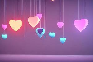 Lamps with glowing hearts, Background for valentine love photo