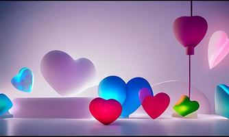 Lamps with glowing hearts, Background for valentine love photo