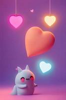 Lamps with glowing hearts, Background for valentine love with Character Cartoon photo