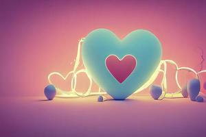 Lamps with glowing hearts, Background for valentine love with Character Cartoon photo